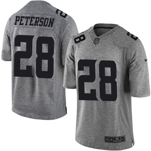 Nike Vikings #28 Adrian Peterson Gray Men's Stitched NFL Limited Gridiron Gray Jersey - Click Image to Close